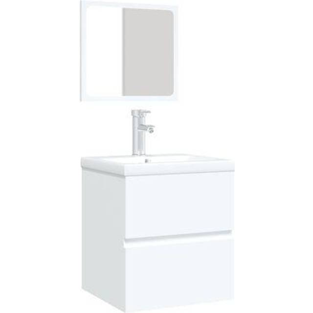 vidaXL Bathroom Sink Cabinet with Basin and Mirror White