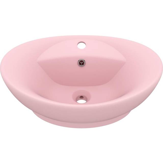 vidaXL Luxury Basin Overflow Oval Matt Pink 58.5x39 cm Ceramic