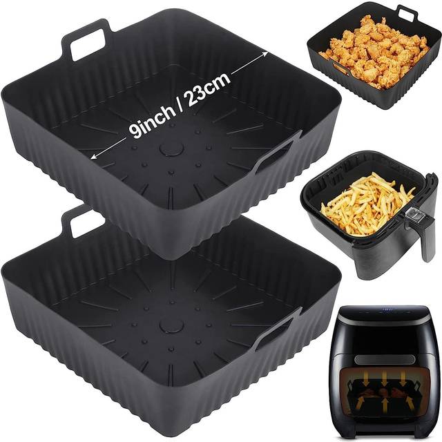 BYKITCHEN Air Fryer Silicone Liner, 2 PCS 9 Inch Extra Large Air Fryer Liners for Tower Oven, Air Fryer Accessories for Cosori 5.5L,Ninja Speedi 5.7L,