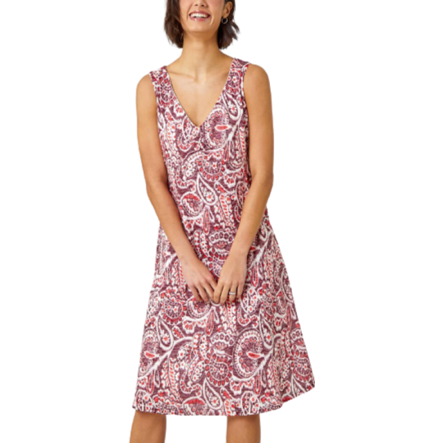 Roman sleeveless paisley print stretch dress for women uk - ladies