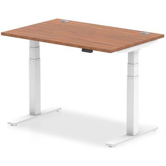 Air 1200x800mm Height Adjustable Desk Walnut Top Cable Ports White Leg
