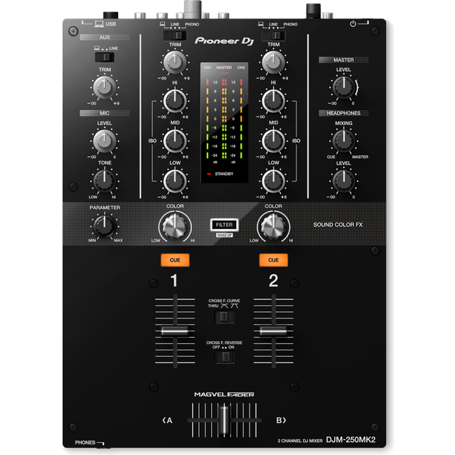 Pioneer DJ DJM-250MK2 2-Channel DJ Mixer with Magvel Crossfader and Sound Color FX Filter