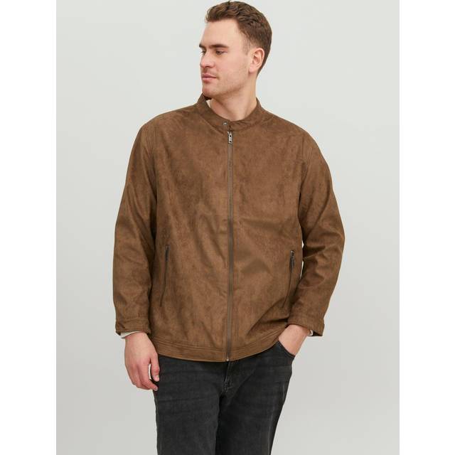 Plus Size Leather Look Biker Jacket
