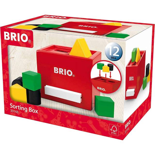 BRIO 30148 Plocklåda röd | Sorting Box 7 delar. Aktivitetsleksak. För barn från 12 månader. Tränar färger, former och öga-hand-koordination