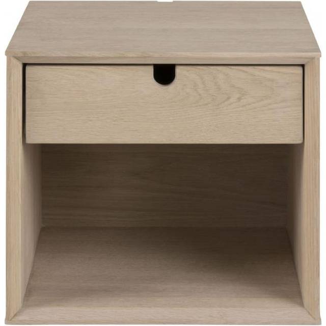 Florence Century Single Shelf Single Drawer White Oak Wall Mounted Bedside Table - Furniture To Go