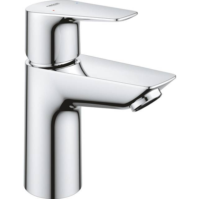 Start Edge - Basin Mixer Tap with Push-Open Waste Set, (Metal Lever, 28 mm Ceramic Cartridge, Water Saving Mousseur 5.7 l/min, Tails 3/8 Inch), Size