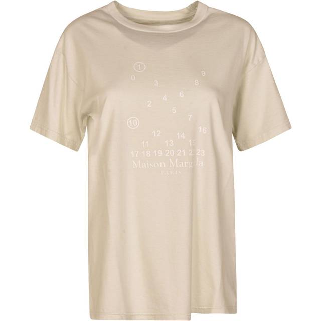 Maison Margiela, T-Shirts, female, White, XS, Logo Print Cotton T-shirt