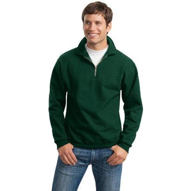 JERZEES SUPER SWEATS  14 Zip Sweatshirt with Cadet Collar 4528M  Large  Forest Green