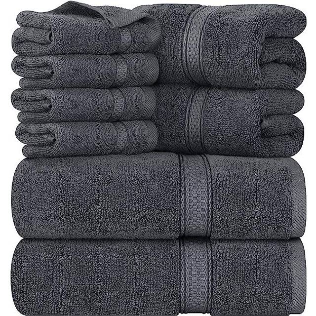 Utopia Towels 8 Piece Towel Set - 2 Bath Towels, 2 Hand Towels and 4 Washcloths Cotton Hotel Quality Super Soft and Highly Absorbent (Gray)