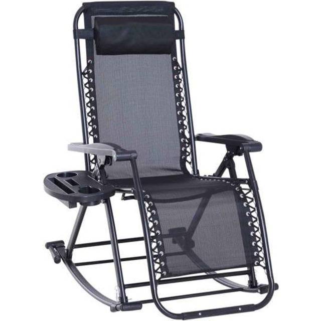 Outsunny Zero-Gravity Deluxe Rocking Chair | Wowcher - Beige