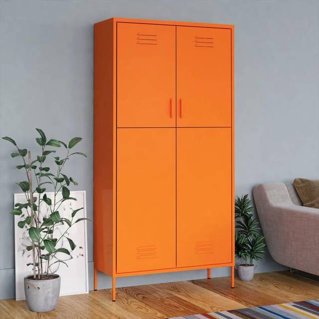 vidaXL Wardrobe Orange 90x50x180 cm Steel