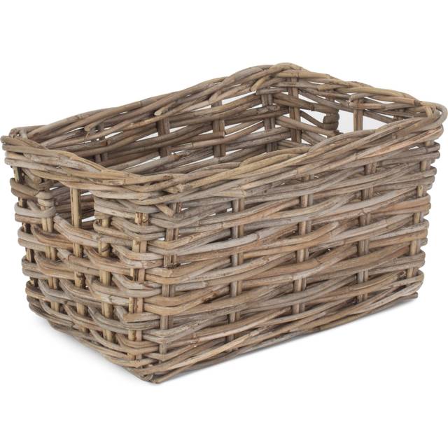 Rectangular Grey Rattan Storage Baskets - Medium
