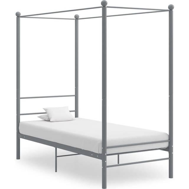 vidaXL Canopy Bed Frame without Mattress Grey Metal 90x200 cm