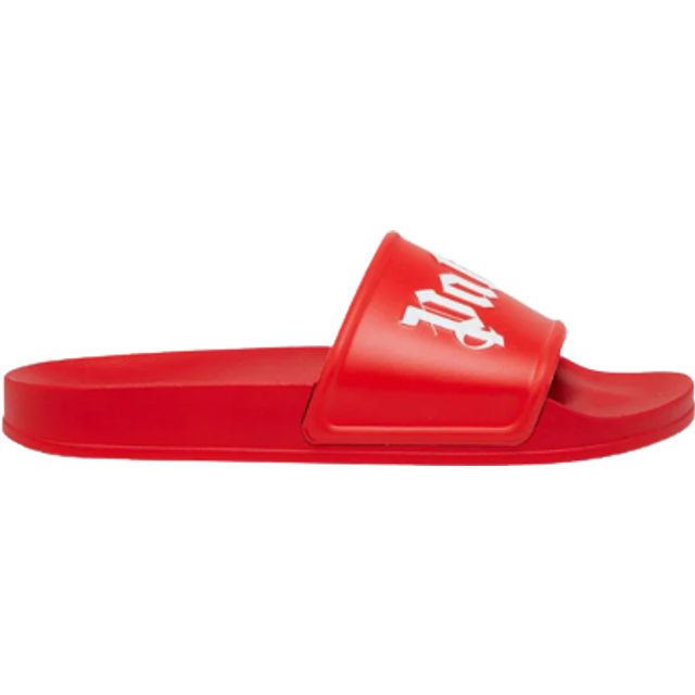 Palm Angels Mens - Claquettes de piscine à logo imprimé - Rouge - Red - Size UK 8