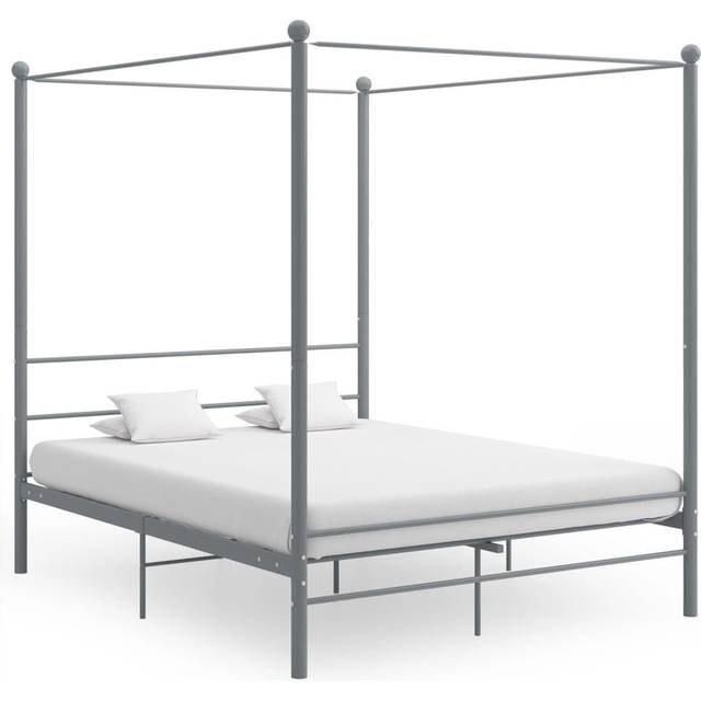 vidaXL Canopy Bed Frame White Metal 160x200 cm Bedroom Furniture Bed Base