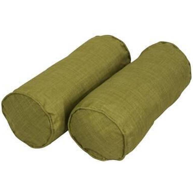 Blazing Needles Indoor/Outdoor Corded Bolster Pillow, 20 x 8, Avocado 2 Count