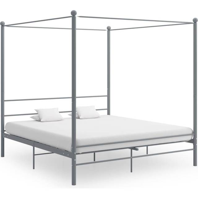 vidaXL Canopy Bed Frame without Mattress Grey Metal 200x200 cm
