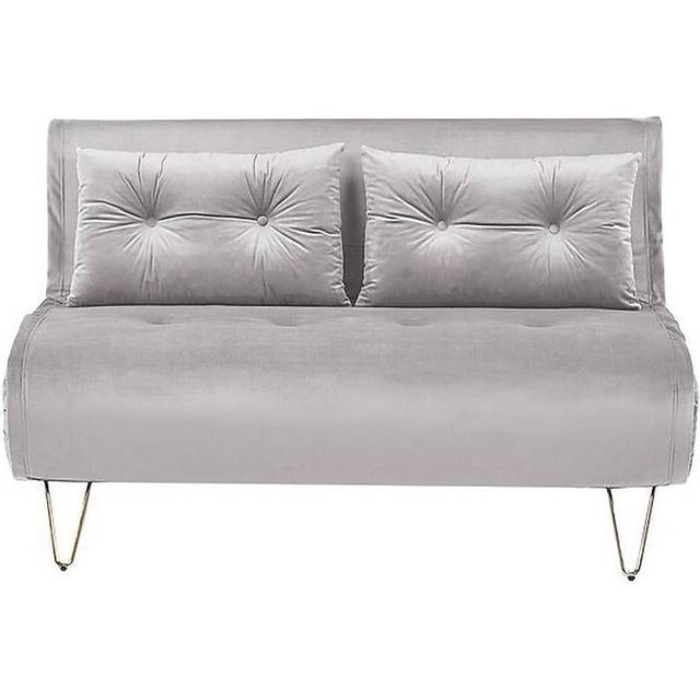 Beliani 2 Seater Velvet Sofa Bed Grey Vestfold, Grey