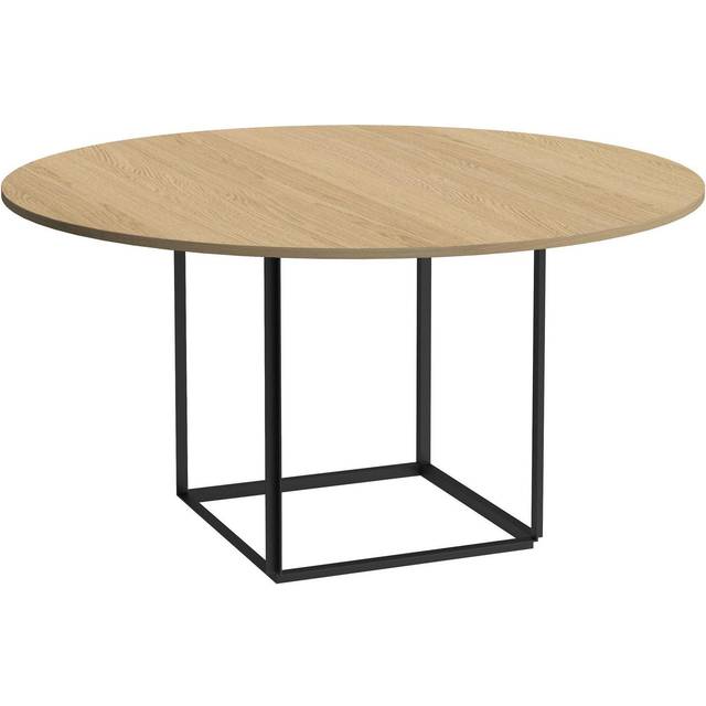 New Works - Florence Dining Table Ø145cm - schwarz/Esche gebeitzt/Gestell Stahl pulverbeschichtet schwarz/H 74cm / Ø 145cm - black (74.0 x &#8960;145.0cm)