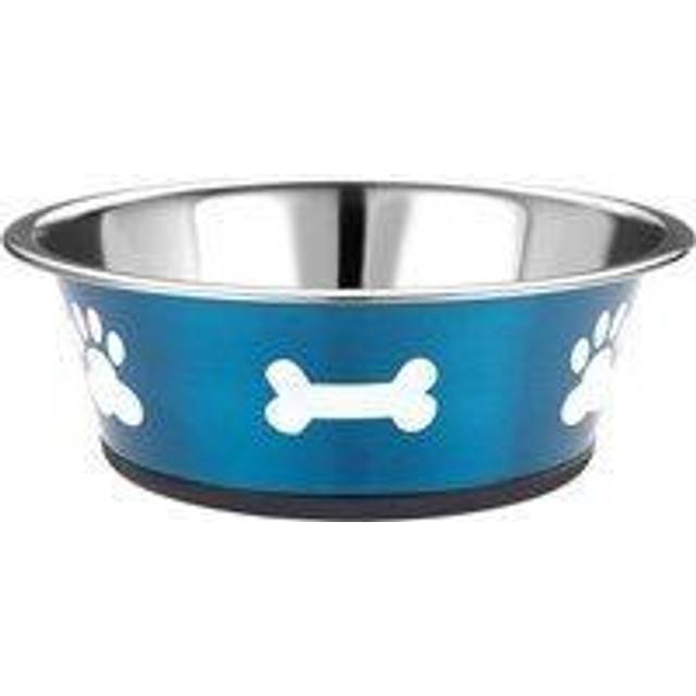 Dog cat pet 2500ml food water bowl blue stainless steel dish posh paws