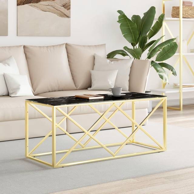 vidaXL Coffee Table 110x45x45 cm Stainless Steel and Glass - Gold