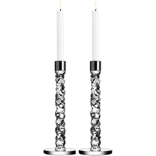 Orrefors Carat High Candlesticks, Pair