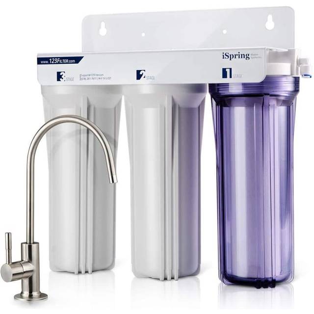iSpring US31 Classic 3-Stage Under-Sink Water Filtration System with Dual Carbon Block Filters & High-Capacity Sediment Filter