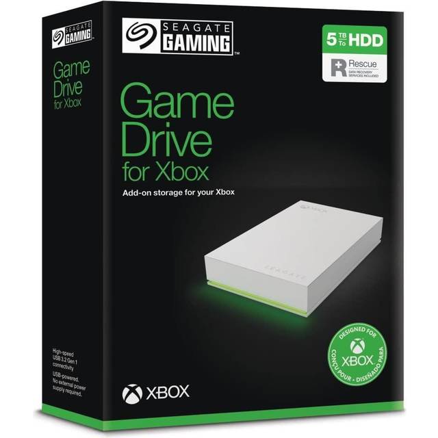 Seagate Game Drive for Xbox, 5TB, Bärbar Extern Hårsddisk, USB 3.0, designad för Xbox One, 2 års Rescue Services (STKX5000100)