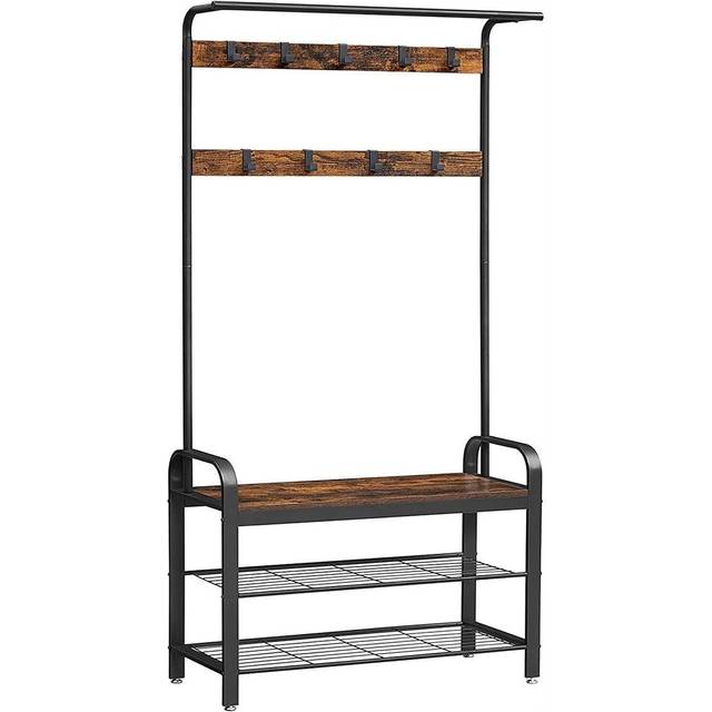 Coat Rack Stand Brown and Black, Rustic Brown + Black / 33.7 x 84 x 183 cm