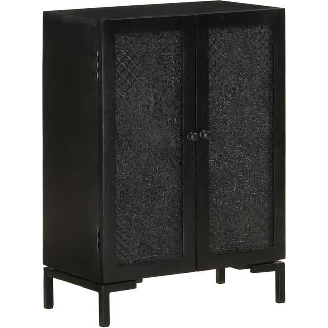 vidaXL Sideboard Black 55x30x77 cm Solid Wood Mango and Iron