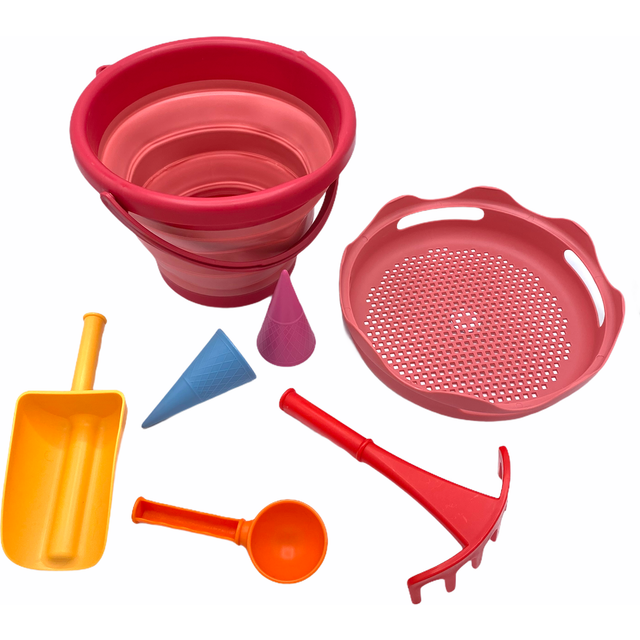 7 in 1 Sand Toys - Red - Outdoor Toys for Ages 2 to 7 - Fat Brain Toys