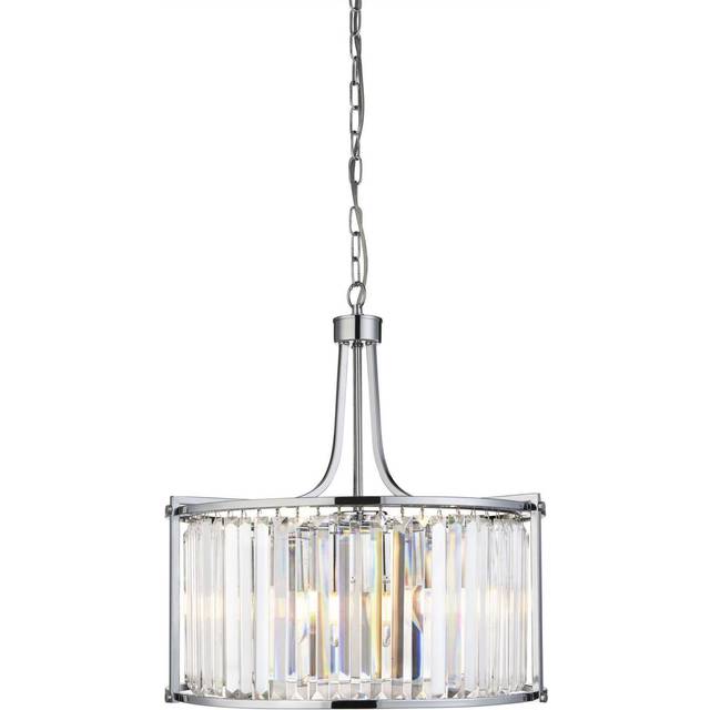Searchlight Victoria 5 Light Drum Pendant Chrome With Crystal Glass