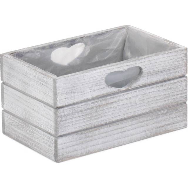 Vintage White Wash Effect Wooden Planter With Plastic Lining