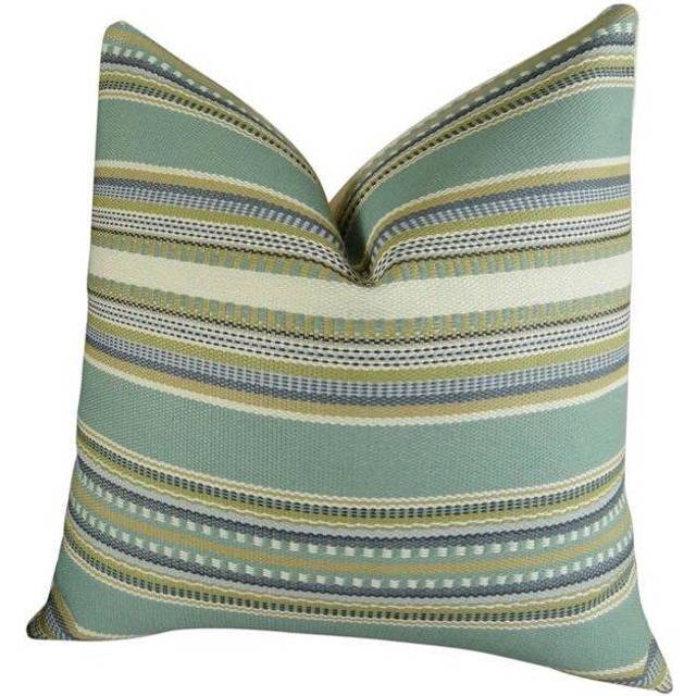 Plutus PB11313-2424-DP Chic Stripe Aloe Handmade Double Sided Throw Pillow, Light, Blue, Green & Cream - 24 x 24 in.