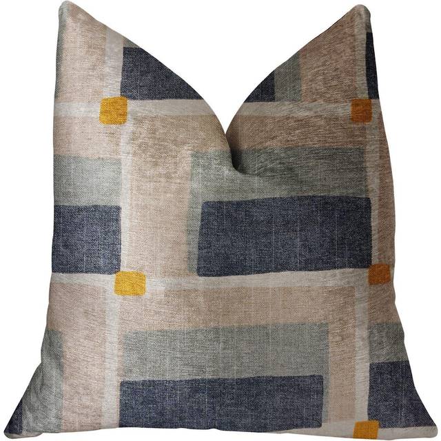 Plutus Bay Window Blue and Beige Luxury Throw Pillow  Double sided  24 x 24