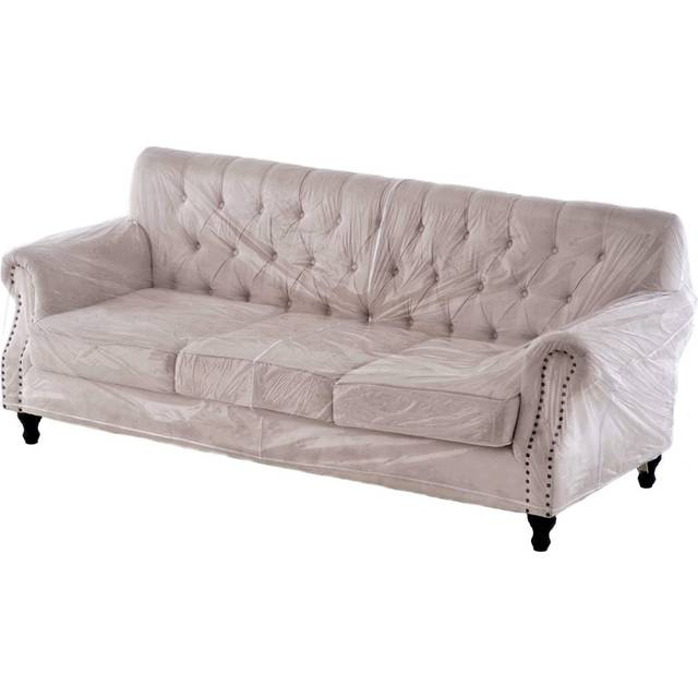 Swanna Plastic Thicker Clear Heavy-Duty Waterproof Sofa/Couch Cover - Protection Against Pets/Dog Clawing  Vinyl Sofa Slipover Furniture Protection fo
