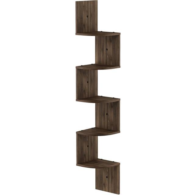 FURINNO Wall Mounted Shelves, Wood, Espresso, one size