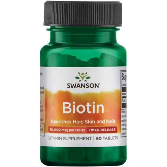 Swanson  Biotin  Time-Release  10 000 mcg  60 Tablets