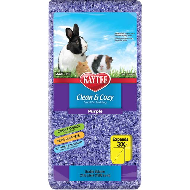 Clean & Cozy kattlåda för smådjur/gnagare/hamster, Lila, Mycket låg dammavgång 99,9%, Luktkontroll, 24,6L