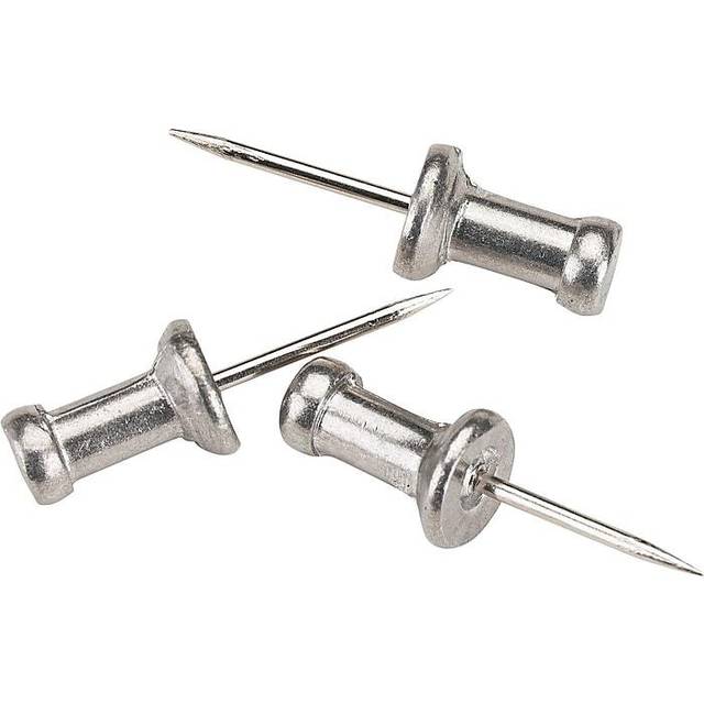 GEM CPAL4 Aluminum Head Push Pins  Aluminum  Silver  1/2 Box of 100