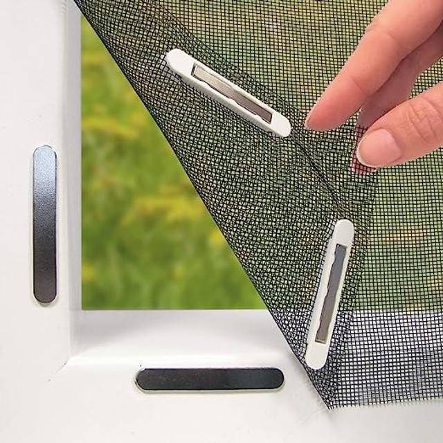 Window Fly Screen with Innovative Magnetic Fastening Fly net can be Individually Cut to Size up to 150 x 130 cm no Drilling or screwing Attach Size