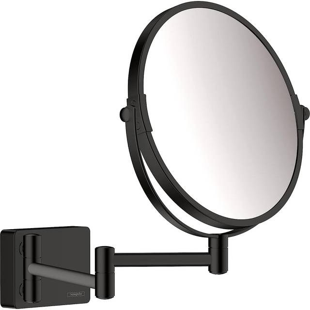 AddStoris Bathroom Shaving Mirror Wall Mounted Matt Black Round Modern - Hansgrohe