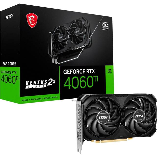 MSI GeForce RTX 4060Ti VENTUS 2X BLACK OC 8G Gaming grafikkort