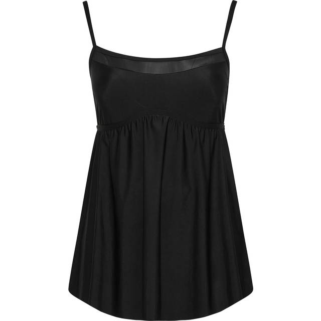 Yours Curve Mesh Panel Swim Dress - Black, Black, Size 24, Women