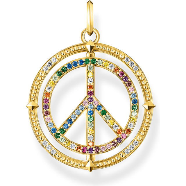 THOMAS SABO, Jewellery, female, Yellow, ONE SIZE, Pendant Peace Sign Multicolored Pe941-996-7