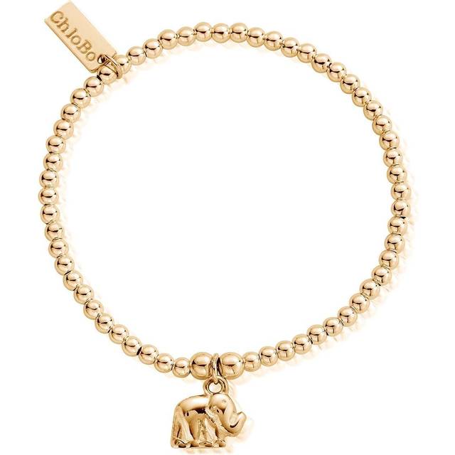 ChloBo Elephant Charm Bracelet with Gold Plated 925 Silver Beads