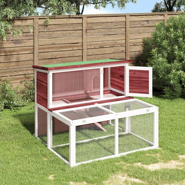 vidaXL Rabbit Hutch Mocha 102x90x84.5 cm Solid Wood Pine - Brown