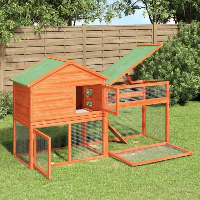(brown) vidaXL Rabbit Hutch Rabbit Run Bunny House Wooden Animal House Solid Wood Pine