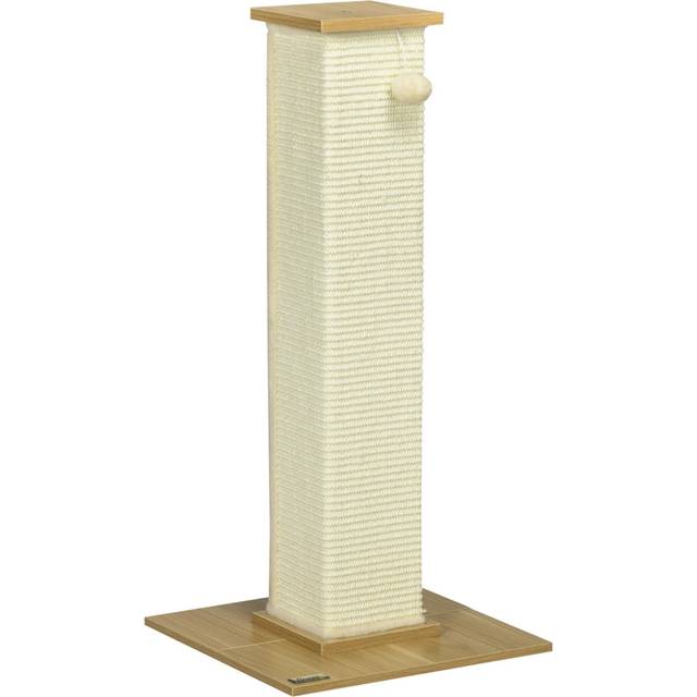 PawHut 80cm Sisal Rope Scratching Post - Cat Scratching Post - White | TJ Hughes