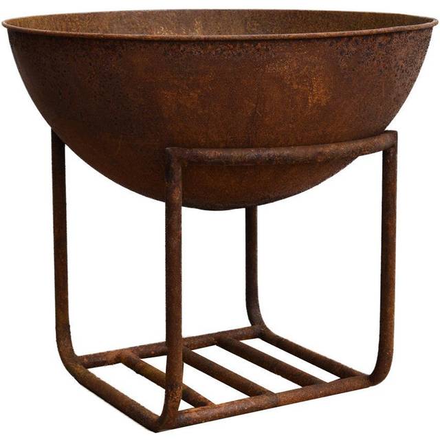 Ivyline Outdoor XL Cast Iron Fire Pit in Rust H49cm W80cm, Brown